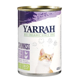 Brokjes kip kalkoen in saus (kat) van Yarrah, 12x 405 gr